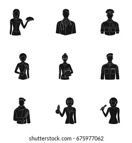 Doctor, worker, military, artist and other types of profession.Profession set collection icons in black style vector symbol stock illustration web.