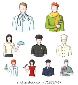 Doctor, worker, military, artist and other types of profession.Profession set collection icons in cartoon style vector symbol stock illustration web.