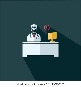 Doctor working time icon - Flat vector sign