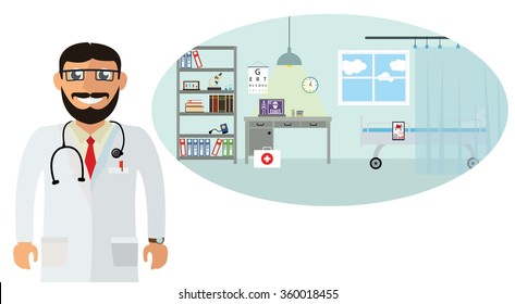 Doctor and workplace background