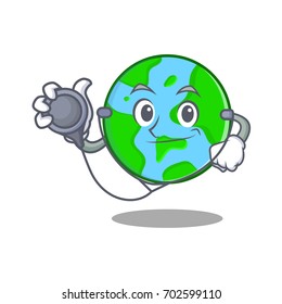 Doctor world globe character cartoon