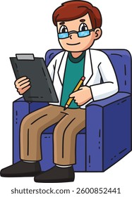 Doctor Writing Down Notes Cartoon Colored Clipart 