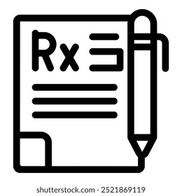 Doctor writing prescription with pen on clipboard icon