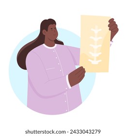 Doctor with xray photo. Hospital worker, clinical assistant cartoon vector illustration