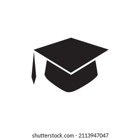 Diseño del icono vectorial del sombrero de doctorado en fondo blanco