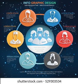 
Doctor,healthy care info graphic design on sky background,vector