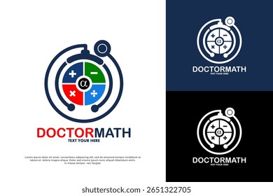 Logo do DoctorMath: estetoscópio que circunda operações matemáticas. Representa ajuda de matemática especializada e soluções educacionais.