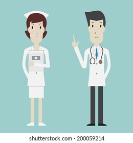 Doctor&Nurse cartoon - Vector