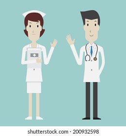 Doctor&Nurse cartoon - Vector