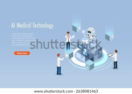 Doctors and AI robot on blockchain technology with medical data network connecting. Artificial intelligence innovation technology for medical diagnosis, care, and increasing accuracy patient treatment