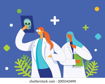 Médicos analizando el vector de concepto de ilustración de informes
