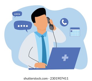 doctors answer patient questions phone. call doctor concept