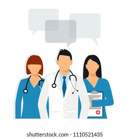 doctors and assistant in a dressing gown with a stethoscope. doctor without a face. vector illustration