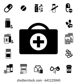 Doctors Bag with Cross or Medical Suitcase Vector Icon. Medicine Handbag Illustration. First Aid Kit Sign