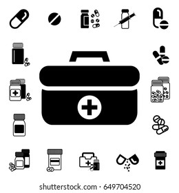 Doctors Bag with Cross or Medical Suitcase Vector Icon. Medicine Handbag Illustration. First Aid Kit Sign