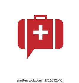 Arztbeutel-Sprechblase. Logo. Krankenwagen. Vektorillustration