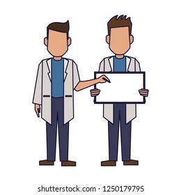 Doctors with blank sign
