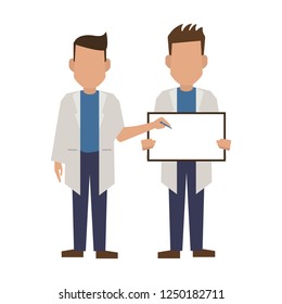 Doctors with blank sign
