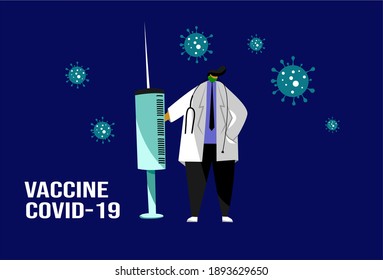 doctors brought vaccines for covid. vector illustration, eps file