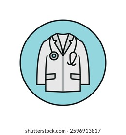 Doctor's coat World Health Day icon represents healthcare and professionalism, perfect for medical awareness designs, hospital branding, and wellness campaigns.