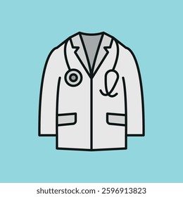 Doctor's coat World Health Day icon represents healthcare and professionalism, perfect for medical awareness designs, hospital branding, and wellness campaigns.