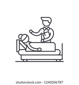 Doctor's consultation line icon concept. Doctor's consultation vector linear illustration, symbol, sign