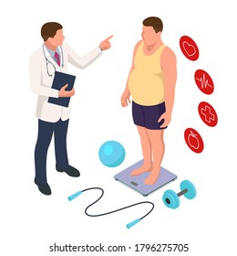 Doctor's Consultation For An Overweight Patient. Health Risk, Obesity. Doctor's Recommendations. Sport.