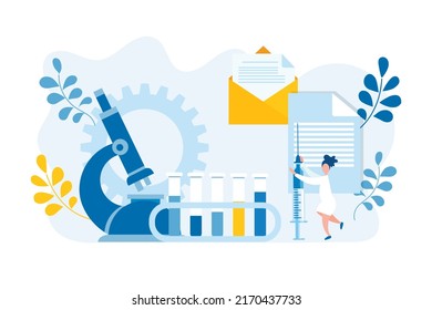 Doctor's consultation, testing, diagnostics and medical care. Vector illustration