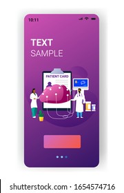 doctors couple examining human brain medical consultation internal organ inspection examination treatment neurology concept mobile app vertical copy space full length vector illustration