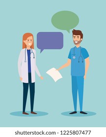 doctors couple talking characters