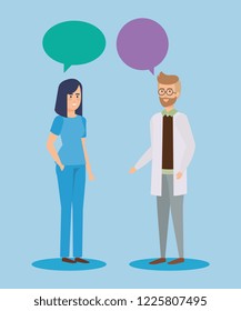 doctors couple talking characters