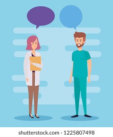 doctors couple talking characters