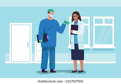 compañeros de trabajo de los médicos que hablan
