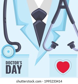 Doctors day celebrate with illustration of doctors kit