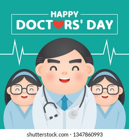 Doctors' Day, a day celebrated to recognize the contributions of physicians to individual lives and communities vector illustration.