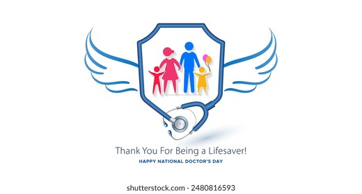 Doctor's day celebration concept. Family society and community thanking the doctors for their contribution.