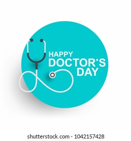 Doctors day greeting card design with stethoscope
