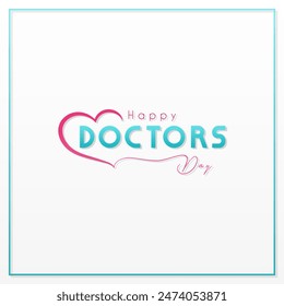 Doctors day greeting card design with stethoscope,  flat design