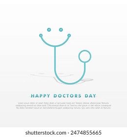 Doctors day greeting card design with stethoscope,  flat design