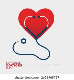 Doctor`s day greeting card design with stethoscope. Poster, banner. Vector Illustration