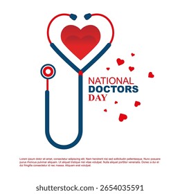 Doctor`s day greeting card design with stethoscope. Poster, banner