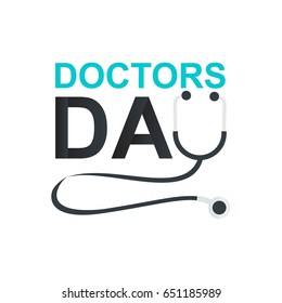 Doctor's Day Greeting Card Design With Stethoscope Icon Vector Illustration.