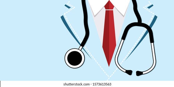 Doctors day or Nurse day. Stethoscope and ecktie, doctor or patient. Happy world health day concept. Healthcare medical, Mental health care symbol. April february. Smallpox or monkeypox virus.