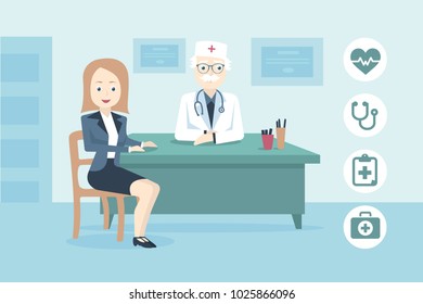 Doctor's day. Patient and doctor is talking about health complaints