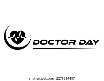 Doctors day simple vector illustration of physician, therapist man in mask and doctor coat., international or national happy Doctor's Day flat vector logo design, Stethoscope with doctors day let