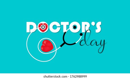 Doctors Day. Stethoscope, Syringe And Heartbeat Graph For A Doctors Day Vector Illustration