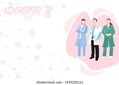 Doctors day Vector illustration of doctor. Greeting card in a flat design. 