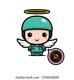 El diseño del médico es un ángel con un símbolo de virus de parada
