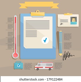 doctor's desk. infographic