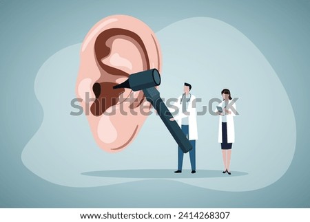 Doctors diagnose human ear. World hearing day.